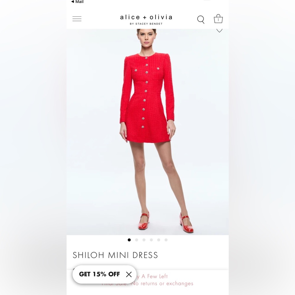 Brand new Alice and Olivia shiloh red mini dress